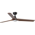 FARO 33809WT1S - LED ar regulējamu spilgtumu griestu ventilators HEYWOOD L LED/10W/230V 2700/3000/4000K Ø 132 cm koka/melna Wi-Fi Tuya + tālvadības pults