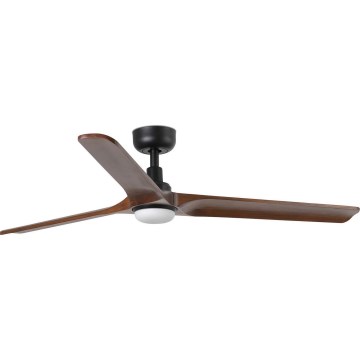 FARO 33809WT1S - LED ar regulējamu spilgtumu griestu ventilators HEYWOOD L LED/10W/230V 2700/3000/4000K Ø 132 cm koka/melna Wi-Fi Tuya + tālvadības pults