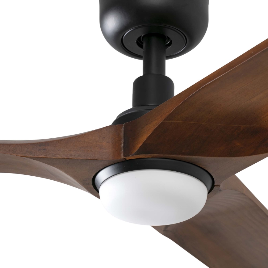 FARO 33809WT1S - LED ar regulējamu spilgtumu griestu ventilators HEYWOOD L LED/10W/230V 2700/3000/4000K Ø 132 cm koka/melna Wi-Fi Tuya + tālvadības pults