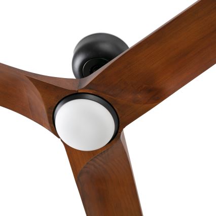 FARO 33809WT1S - LED ar regulējamu spilgtumu griestu ventilators HEYWOOD L LED/10W/230V 2700/3000/4000K Ø 132 cm koka/melna Wi-Fi Tuya + tālvadības pults