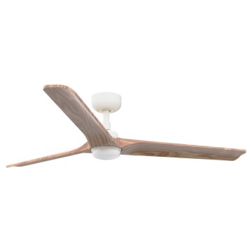 FARO 33810-1TW - LED Aptumšojams griestu ventilators HEYWOOD L LED/10W/230V 2700/4000/6000K koks/balta d. 132 cm + tālvadības pults