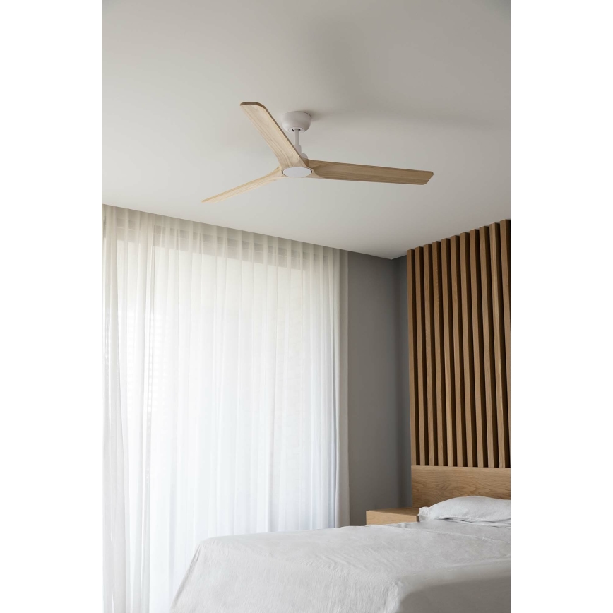 FARO 33810WT - Griestu ventilators HEYWOOD L koks/balta d. 132 cm Wi-Fi Tuya + tālvadības pults