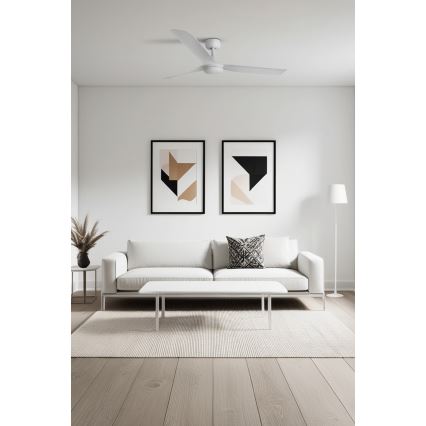 FARO 33814WT - Griestu ventilators PUNT M balta d. 132 cm Wi-Fi Tuya + tālvadības pults
