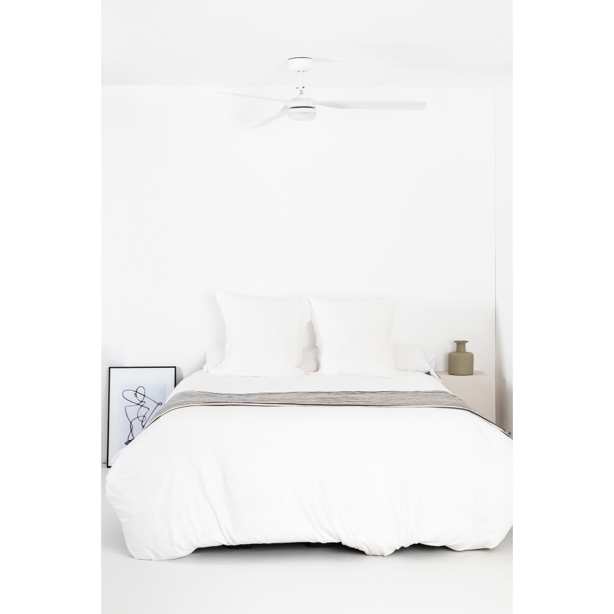 FARO 33814WT1S - LED aptumšojams griestu ventilators PUNT M LED/18W/230V 2700/3000/4000K Ø 132 cm balts Wi‑Fi Tuya + tālvadība