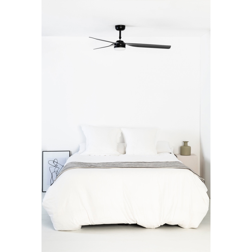 FARO 33815WT-21 - LED Aptumšojams griestu ventilators PUNT M LED/18W/230V 3000/4200/6500K melna d. 132 cm Wi-Fi Tuya + tālvadības pults