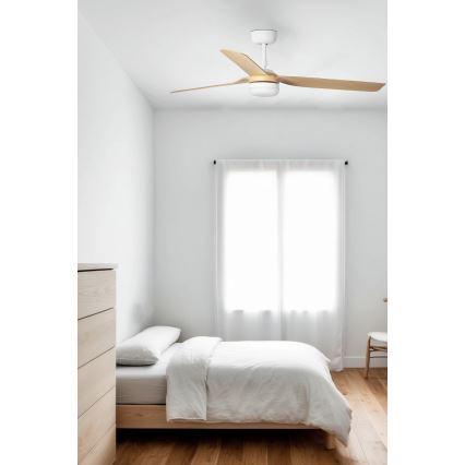 FARO 33816WT-20 - LED Aptumšojams griestu ventilators PUNT M LED/18W/230V brūna/balta d. 132 cm Wi-Fi Tuya + tālvadības pults