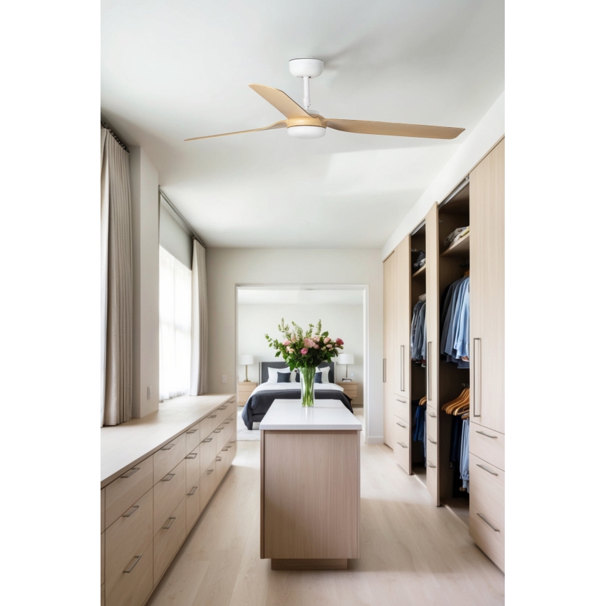 FARO 33816WT - Griestu ventilators PUNT M brūna/balta d. 132 cm Wi-Fi Tuya + tālvadības pults