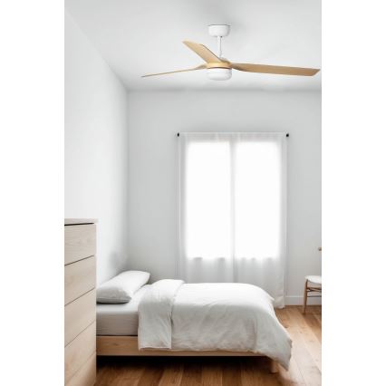 FARO 33816WT1S - LED griestu ventilators ar regulējamu spilgtumu PUNT M LED/18W/230V 2700/3000/4000K Ø 132 cm bēšs/balts Wi-Fi Tuya + tālvadības pults