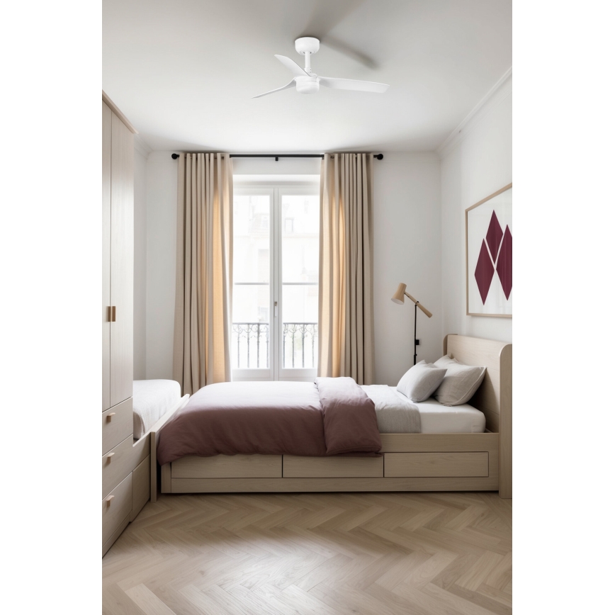 FARO 33820-1TW - LED aptumšojams griestu ventilators MINI PUNT ar LED/10W 2700/3000/4000K, balts, Ø 90 cm + tālvadības pults