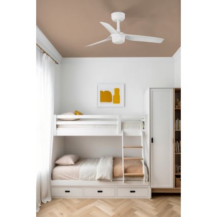 FARO 33820WT-1TW - Regulējams LED griestu ventilators MINI PUNT ar LED/10W/230V 2700/3000/4000K balts Ø 90 cm Wi-Fi Tuya + tālvadības pults