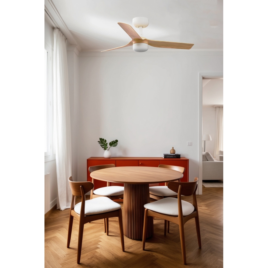 FARO 33821WT-1TW - LED Aptumšojams griestu ventilators MINI PUNT S LED/10W/230V 2700/4000/6000K brūna/balta d. 90 cm Wi-Fi Tuya + tālvadības pults