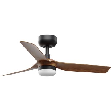 FARO 33823WT-1TW - LED Aptumšojams griestu ventilators MINI PUNT S LED/10W/230V 2700/4000/6000K brūna/melna d. 90 cm Wi-Fi Tuya + tālvadības pults