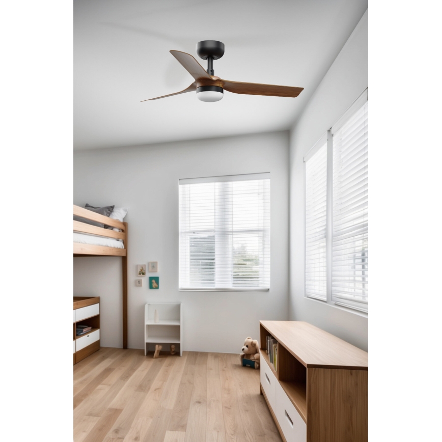 FARO 33823WT-1TW - LED Aptumšojams griestu ventilators MINI PUNT S LED/10W/230V 2700/4000/6000K brūna/melna d. 90 cm Wi-Fi Tuya + tālvadības pults