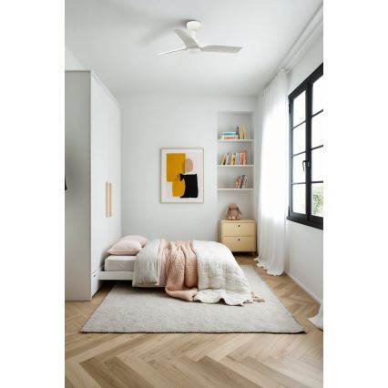 FARO 33824-1TW - LED dimējams griestu ventilators HEY S LED/10W/230V 2700/3000/4000K balts Ø 90 cm + tālvadības pults