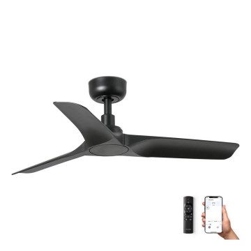 FARO 33825WP - Griestu ventilators HEY S melna d. 90 cm SMART + tālvadības pults