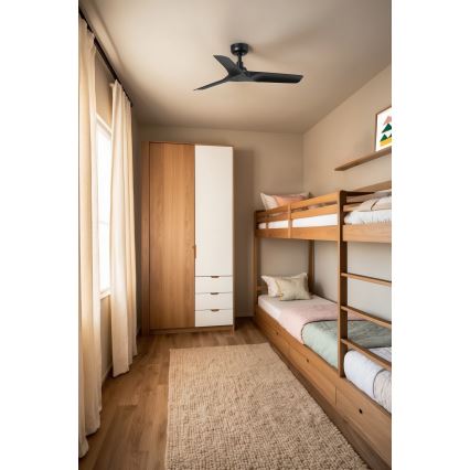 FARO 33825WT - Griestu ventilators HEY S melna d. 90 cm Wi-Fi Tuya + tālvadības pults