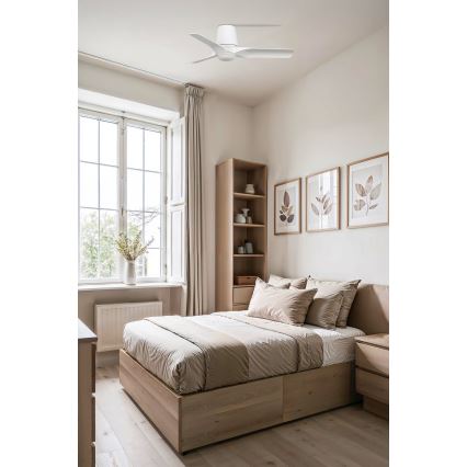 FARO 33826WT-1TW - LED Aptumšojams griestu ventilators HEY TUB S LED/10W/230V 2700/4000/6000K balta d. 90 cm Wi-Fi Tuya + tālvadības pults
