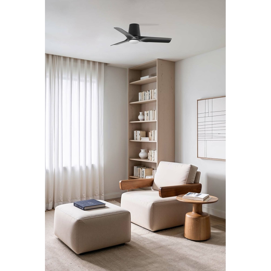 FARO 33827-1TW - LED Aptumšojams griestu ventilators HEY TUB S LED/10W/230V 2700/4000/6000K melna d. 90 cm + tālvadības pults