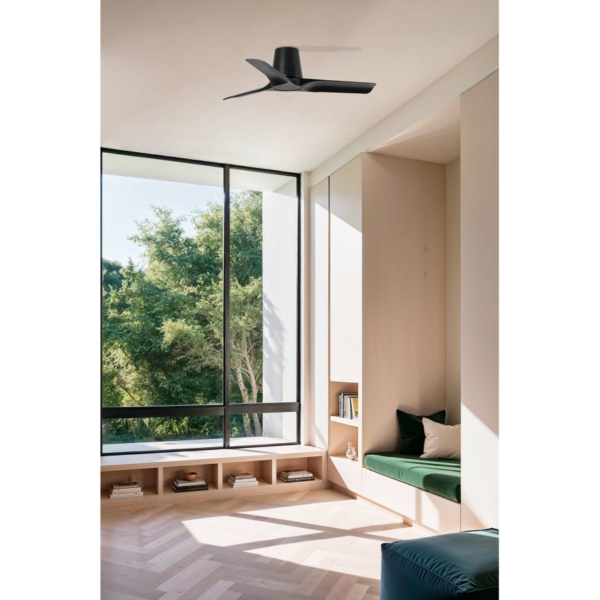 FARO 33827 - Griestu ventilators HEY TUB S melna d. 90 cm + tālvadības pults