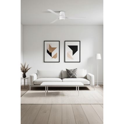 FARO 33828-1TW - LED Aptumšojams griestu ventilators PUNT TUB M LED/18W/230V 3000/4200/6500K d. 130 cm balta + tālvadības pults