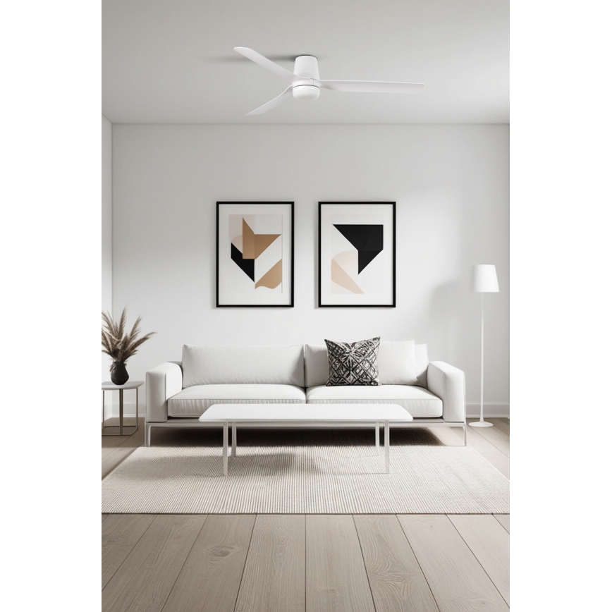 FARO 33828-1TW - LED Aptumšojams griestu ventilators PUNT TUB M LED/18W/230V 3000/4200/6500K d. 130 cm balta + tālvadības pults