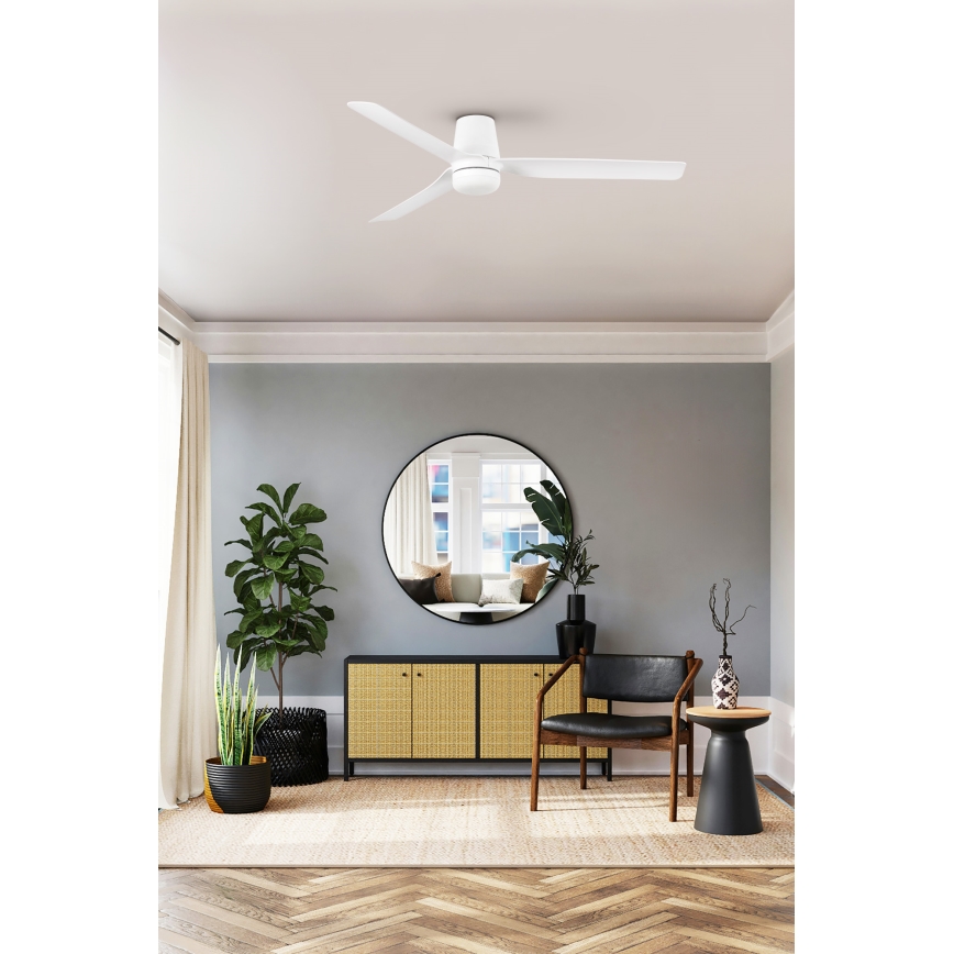 FARO 33828WT1S - PUNT TUB M LED regulējams griestu ventilators LED/18W/230V 2700/3000/4000K Ø 132 cm balts Wi‑Fi Tuya + tālvadības pults