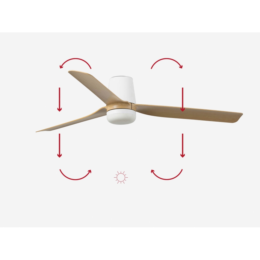 FARO 33829-1TW - LED Aptumšojams griestu ventilators PUNT TUB M LED/18W/230V 3000/4200/6500K d. 130 cm balta/brown+ tālvadības pults