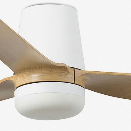 FARO 33829-1TW - LED griestu ventilators PUNT TUB M ar regulējamu gaismas spilgtumu LED/18W/230V 2700/3000/4000K Ø130 cm balts/brūns + ar tālvadības pulti