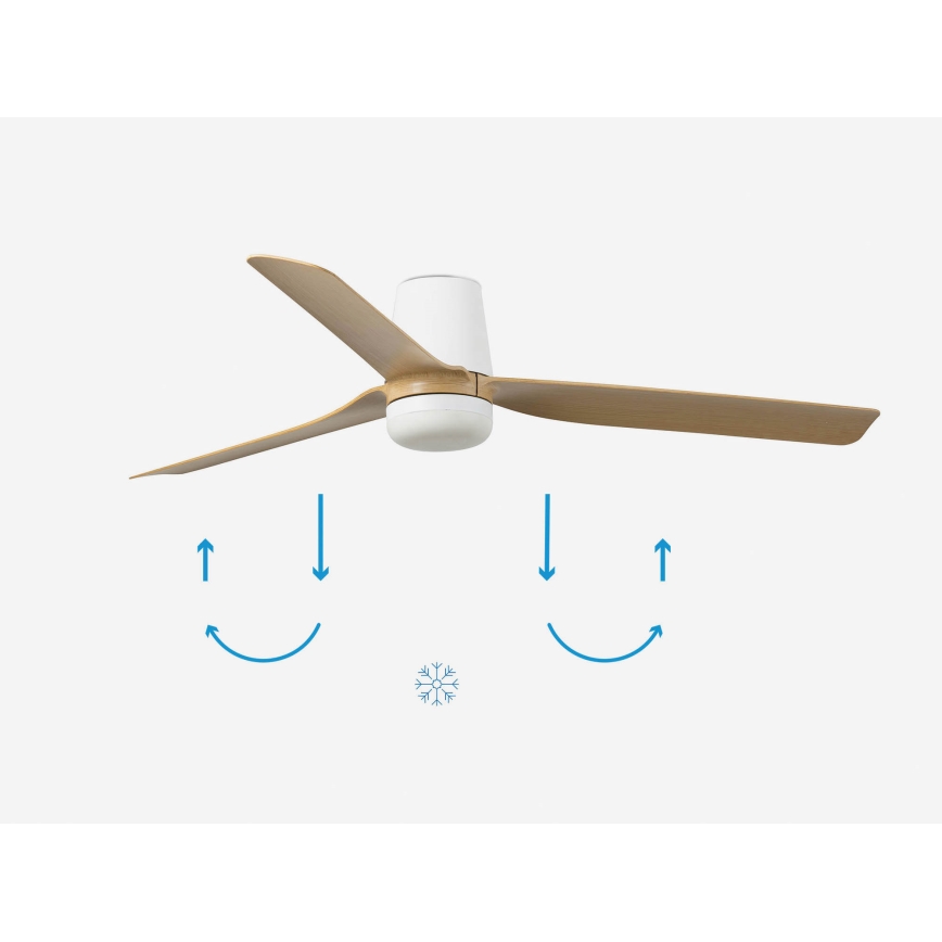 FARO 33829-1TW - LED griestu ventilators PUNT TUB M ar regulējamu gaismas spilgtumu LED/18W/230V 2700/3000/4000K Ø130 cm balts/brūns + ar tālvadības pulti