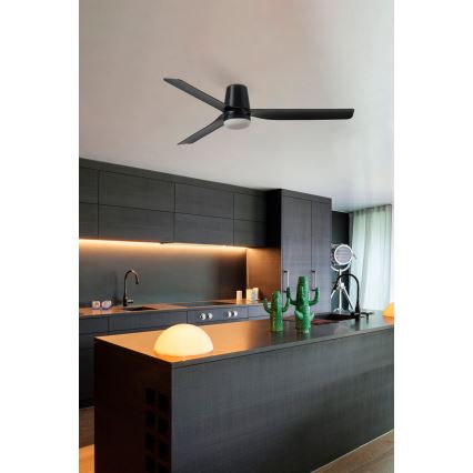 FARO 33829-1TW - LED griestu ventilators PUNT TUB M ar regulējamu gaismas spilgtumu LED/18W/230V 2700/3000/4000K Ø130 cm balts/brūns + ar tālvadības pulti