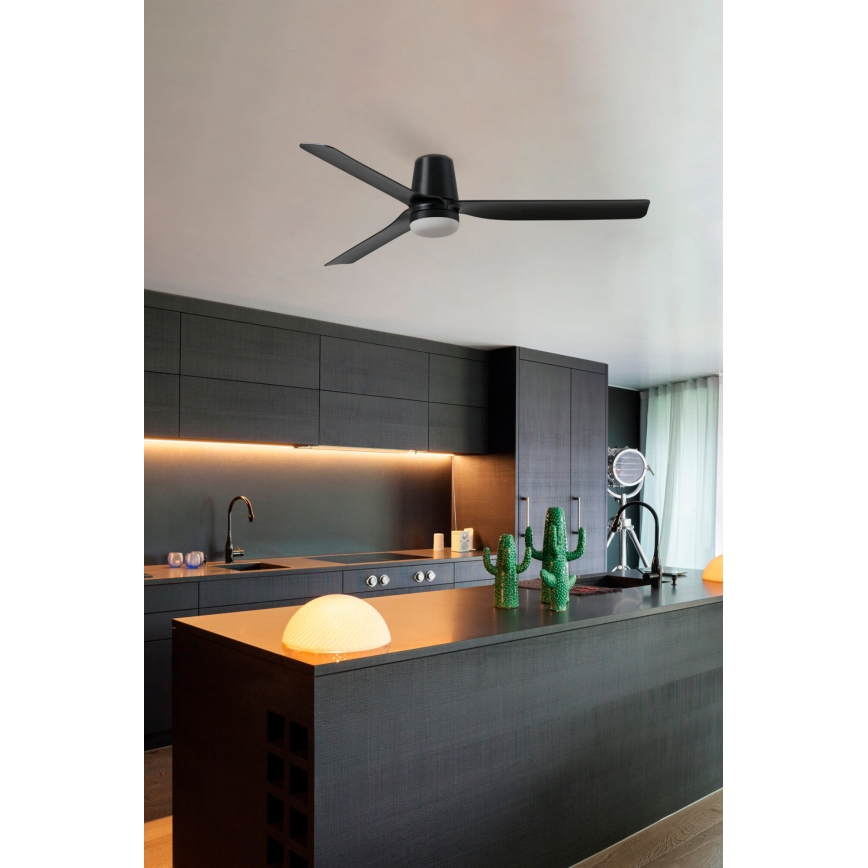 FARO 33829-1TW - LED griestu ventilators PUNT TUB M ar regulējamu gaismas spilgtumu LED/18W/230V 2700/3000/4000K Ø130 cm balts/brūns + ar tālvadības pulti