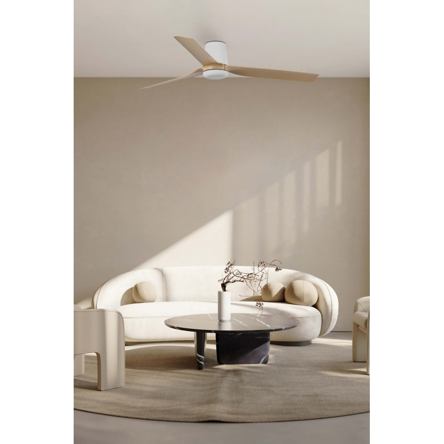 FARO 33829 - Griestu ventilators PUNT TUB M brūna/balta d. 130 cm + tālvadības pults