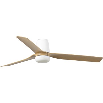 FARO 33829WT-1TW - LED Aptumšojams griestu ventilators PUNT TUB M LED/18W/230V 3000/4200/6500K brūna/balta d. 132 cm Wi-Fi Tuya + tālvadības pults