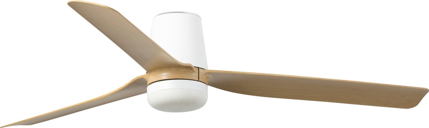 FARO 33829WT-1TW - LED Aptumšojams griestu ventilators PUNT TUB M LED/18W/230V 3000/4200/6500K brūna/balta d. 132 cm Wi-Fi Tuya + tālvadības pults