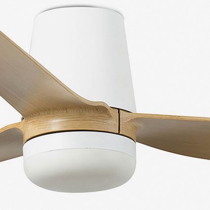 FARO 33829WT-1TW - LED Aptumšojams griestu ventilators PUNT TUB M LED/18W/230V 3000/4200/6500K brūna/balta d. 132 cm Wi-Fi Tuya + tālvadības pults