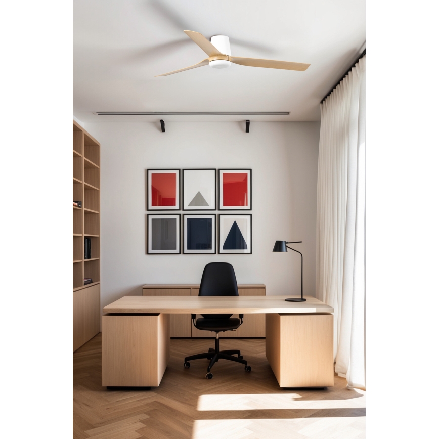 FARO 33829WT - Griestu ventilators PUNT TUB M brūna/balta d. 132 cm Wi-Fi Tuya + tālvadības pults