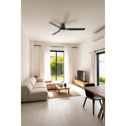 FARO 33830-1TW - LED Aptumšojams griestu ventilators PUNT TUB M LED/18W/230V 3000/4200/6500K d. 130 cm melna + tālvadības pults