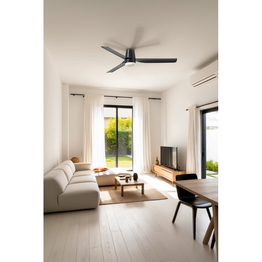 FARO 33830-1TW - LED Aptumšojams griestu ventilators PUNT TUB M LED/18W/230V 3000/4200/6500K d. 130 cm melna + tālvadības pults