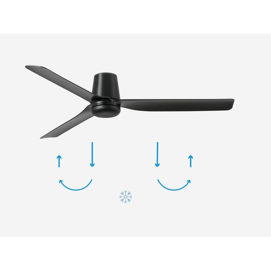 FARO 33830 - Griestu ventilators PUNT TUB M melna d. 130 cm + tālvadības pults