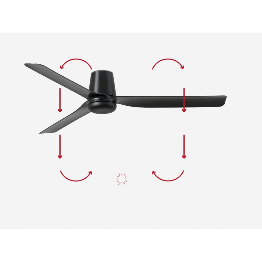 FARO 33830 - Griestu ventilators PUNT TUB M melna d. 130 cm + tālvadības pults