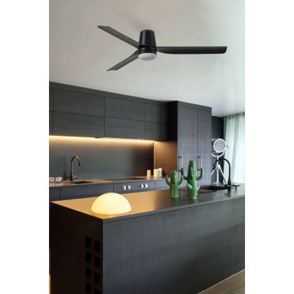 FARO 33830WT1S - LED dimmējamais griestu ventilators PUNT TUB M LED/18W/230V 2700/3000/4000K Ø 132 cm melns Wi-Fi Tuya + tālvadība