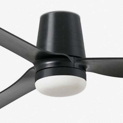 FARO 33830WT1S - LED dimmējamais griestu ventilators PUNT TUB M LED/18W/230V 2700/3000/4000K Ø 132 cm melns Wi-Fi Tuya + tālvadība