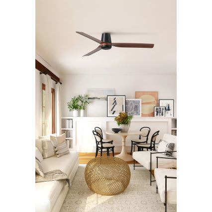 FARO 33831WT - Griestu ventilators PUNT TUB M brūna/melna d. 132 cm Wi-Fi Tuya + tālvadības pults