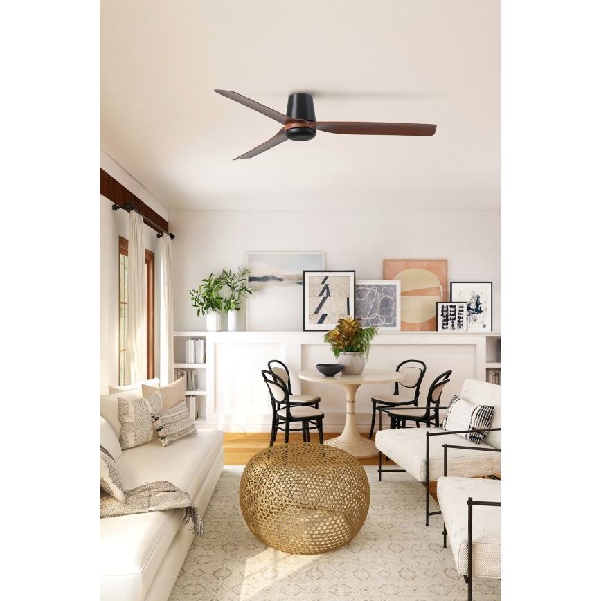 FARO 33831WT - Griestu ventilators PUNT TUB M brūna/melna d. 132 cm Wi-Fi Tuya + tālvadības pults