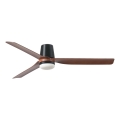 FARO 33831WT1S - Aptumšojams LED griestu ventilators PUNT TUB M LED/18W/230V 2700/3000/4000K Ø132 cm brūns/melns Wi‑Fi Tuya + tālvadība