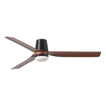 FARO 33831WT1S - Aptumšojams LED griestu ventilators PUNT TUB M LED/18W/230V 2700/3000/4000K Ø132 cm brūns/melns Wi‑Fi Tuya + tālvadība