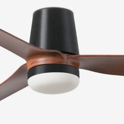 FARO 33831WT1S - Aptumšojams LED griestu ventilators PUNT TUB M LED/18W/230V 2700/3000/4000K Ø132 cm brūns/melns Wi‑Fi Tuya + tālvadība
