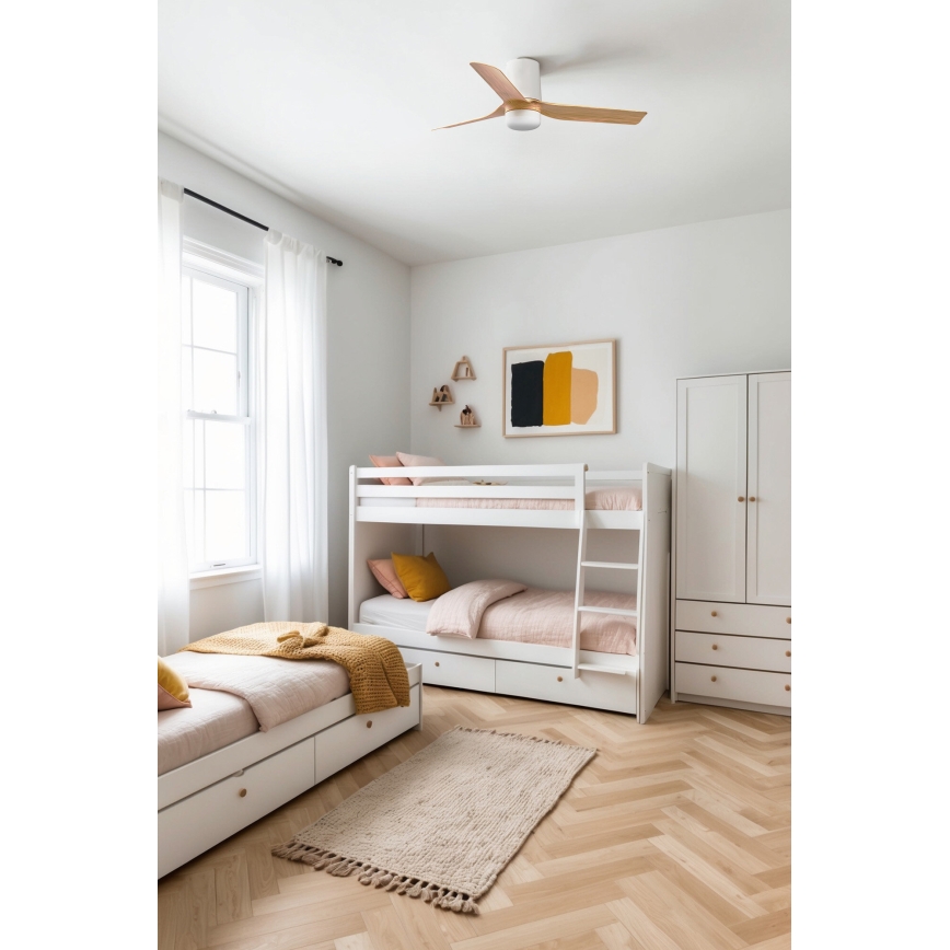 FARO 33833-1TW - LED Aptumšojams griestu ventilators MINI PUNT TUB S LED/10W/230V 2700/4000/6000K d. 90 cm brūna/balta + tālvadības pults