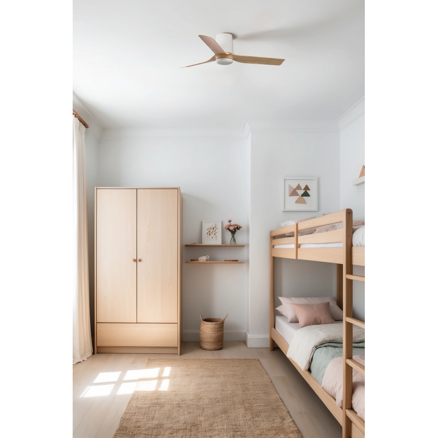 FARO 33833 - Griestu ventilators MINI PUNT TUB S brūna/balta d. 90 cm + tālvadības pults