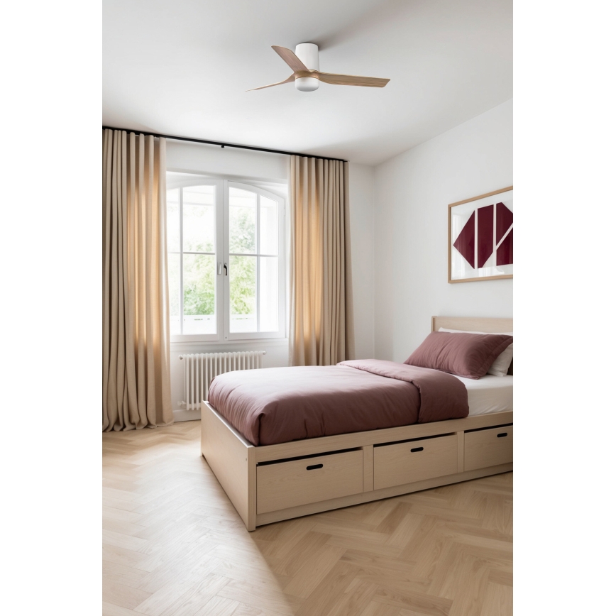 FARO 33833WT-1TW - LED Aptumšojams griestu ventilators MINI PUNT TUB S LED/10W/230V 2700/4000/6000K brūna/balta d. 90 cm Wi-Fi Tuya + tālvadības pults